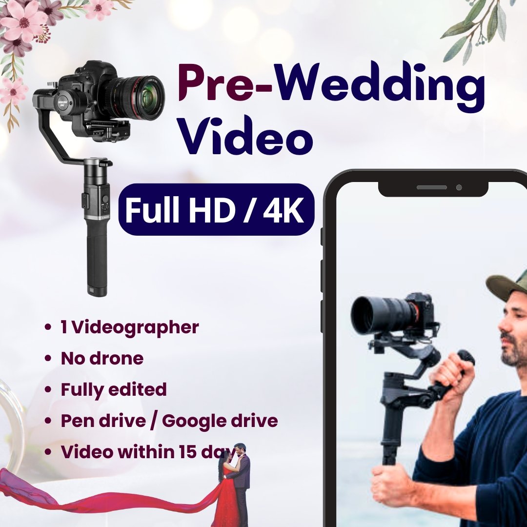 Professional pre-wedding video service by DP Capture Studio, offering fully edited films in Full HD and 4K resolution within 15 days.