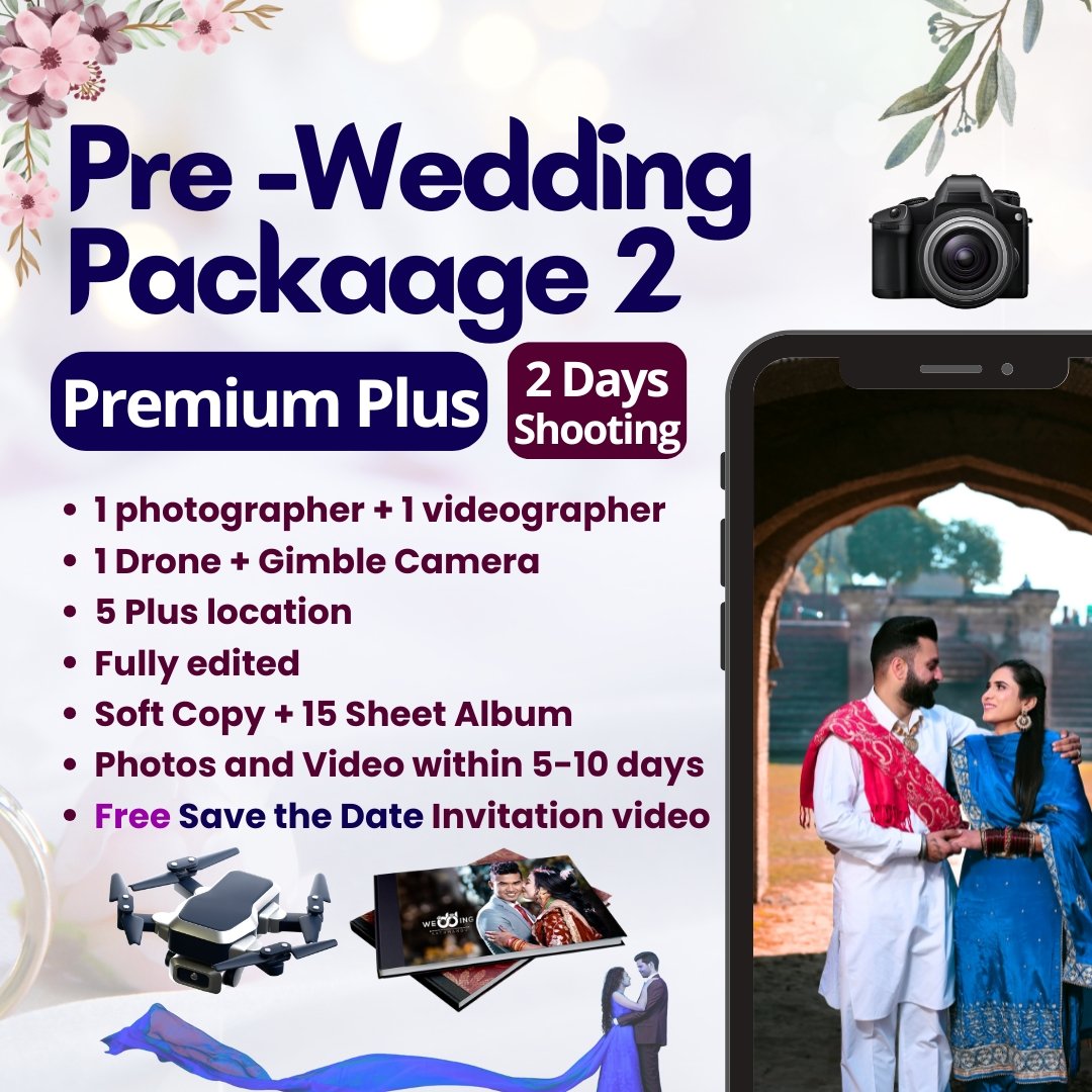 Pre-wedding drone photography with album and free reels by DP Capture Studio Karnataka